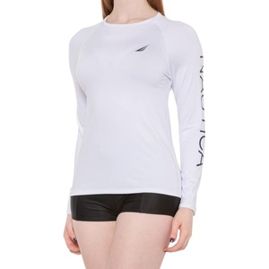 Nautica Women’s Long Sleeve Rashguard – Quick-Dry, UPF Protection, Swim Shirt, Pool, Beach, Hiking, Yoga, Volleyball(Solid White)