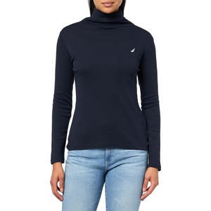 Nautica Women’s Long Sleeve Solid Turtleneck Shirt(Night Sky)