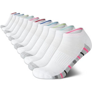 Nautica Womens Low Cut Socks – 12 Pack Breathable Mesh Cushioned Athletic Performance No Show Socks for Women(White/Grey Multi)