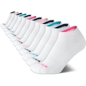 Nautica Womens Low Cut Socks – 12 Pack Moisture Wicking Cushioned Athletic No Show Socks for Women(All White)