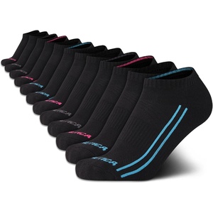 Nautica Womens Low Cut Socks – 12 Pack Moisture Wicking Cushioned Athletic No Show Socks for Women(Black Lines)