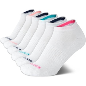 Nautica Womens Low Cut Socks – 6 Pack Breathable Mesh Cushioned Athletic Performance No Show Socks for Women(All White)