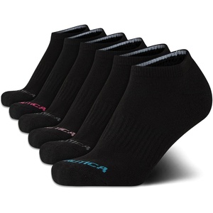 Nautica Womens Low Cut Socks – 6 Pack Breathable Mesh Cushioned Athletic Performance No Show Socks for Women(Argyle Black)