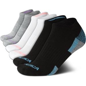 Nautica Womens Low Cut Socks – 6 Pack Breathable Mesh Cushioned Athletic Performance No Show Socks for Women(Black Assortment)