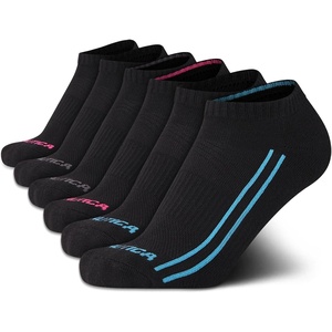 Nautica Womens Low Cut Socks – 6 Pack Breathable Mesh Cushioned Athletic Performance No Show Socks for Women(Black Lines)