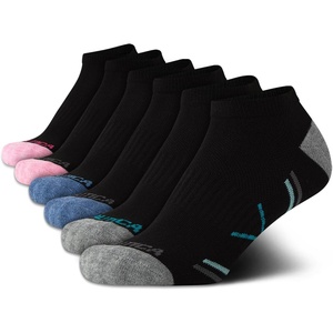 Nautica Womens Low Cut Socks – 6 Pack Breathable Mesh Cushioned Athletic Performance No Show Socks for Women(Black Multi)