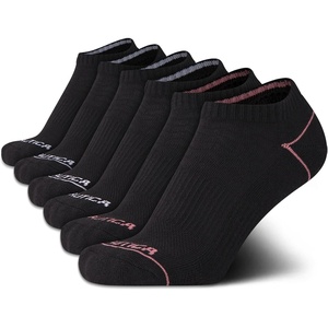 Nautica Womens Low Cut Socks – 6 Pack Soft Stretch Breathable Mesh Cushioned Athletic Performance No Show Socks for Women(Black Logo)