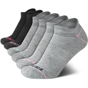 Nautica Womens Low Cut Socks – 6 Pack Soft Stretch Breathable Mesh Cushioned Athletic Performance No Show Socks for Women(Grey Tab)