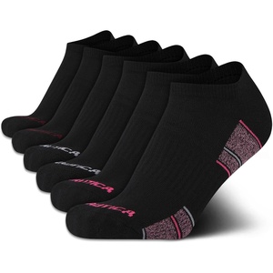 Nautica Womens Low Cut Socks – 6 Pack Soft Stretch Breathable Mesh Cushioned Athletic Performance No Show Socks for Women(Solid Black)