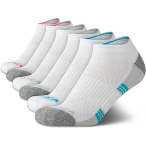 Nautica Womens Low Cut Socks – 6 Pack Soft Stretch Breathable Mesh Cushioned Athletic Performance No Show Socks for Women(White/Blue)