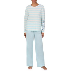 Nautica Womens Matching Sleep & Lounge Pajama Set – Lightweight French Terry – Long & Short Sleeve Top, Pants & Shorts Sets(Mint Stripe)