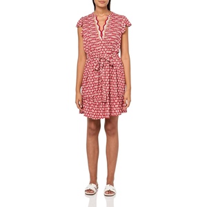 Nautica Women’s Mini Length Short Sleeve Foulard Print Popover Dress(Samba Multi)