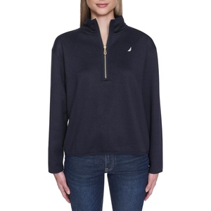 Nautica Women’s Mockneck Zip Up Fleece Jacket(New Night Sky)
