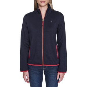 Nautica Women’s Mockneck Zip Up Fleece Jacket(Night Sky)
