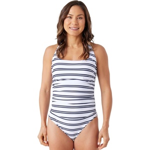 Nautica Womens One-Piece Swimsuit – Slimming Tummy Control Bathing Suit, Quick-Dry Fabric, Bikini Swimsuit(Ocean Stripe)