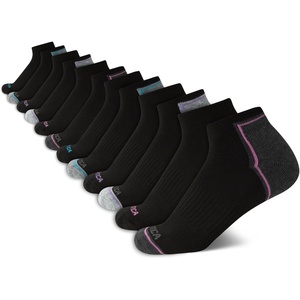Nautica Womens Quarter Cut Moisture Control Athletic Socks with Cushioned Comfort (12 Pack)(Black Multi)