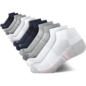 Nautica Womens Quarter Cut Moisture Control Athletic Socks with Cushioned Comfort (12 Pack)(Grey/White/Blue)