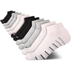 Nautica Womens Quarter Cut Moisture Control Athletic Socks with Cushioned Comfort (12 Pack)(Light Pink Black)