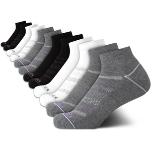 Nautica Womens Quarter Socks – 12 Pack Moisture Control Cushioned Athletic Socks for Women for Sport & Gym Wear (Size: 4-10)(Black/White/Ash)