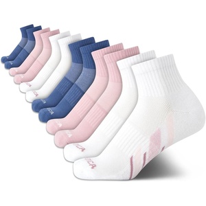 Nautica Womens Quarter Socks – 12 Pack Moisture Control Cushioned Athletic Socks for Women for Sport & Gym Wear (Size: 4-10)(High Quarter Pink/White/Blue)