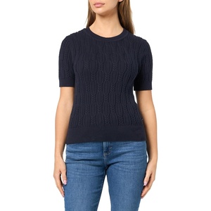 Nautica Women’s Short Sleeve Cable Sweater, Night Sky, X-Small
