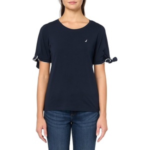 Nautica Women’s Short Sleeve Cotton Solid T-Shirt(Sky Captain)