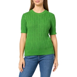 Nautica Women’s Short Sleeve Crew Neck Cable Solid Sweater(New Leaf)