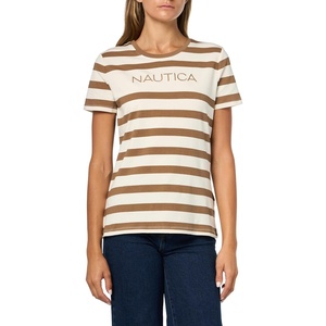 Nautica Women’s Short Sleeve Logo Graphic T-Shirt(White Swan Multi)