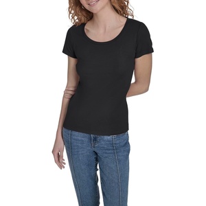 Nautica Women’s Short Sleeve Solid Cotton Scoop Neck T-Shirt(Black)