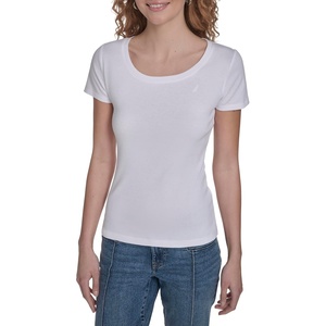 Nautica Women’s Short Sleeve Solid Cotton Scoop Neck T-Shirt(Bright White)