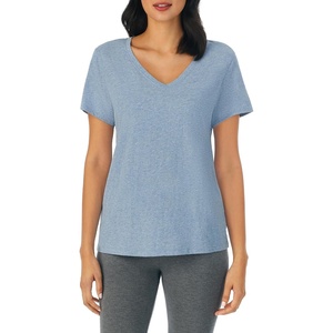 Nautica Womens Sleep Shirt – Lightweight, Breathable Pajama Top – Cotton Knit Jersey V-Neck Sleepwear and Loungewear(Heather Blue)