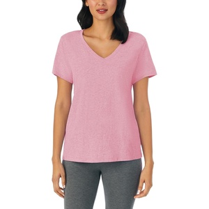Nautica Womens Sleep Shirt – Lightweight, Breathable Pajama Top – Cotton Knit Jersey V-Neck Sleepwear and Loungewear(Heather Pink)