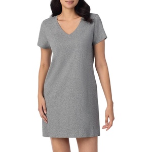 Nautica Womens Sleep Shirt Dress – Cotton Knit Jersey V-Neck Pajama Top – Lightweight & Breathable Sleepwear Loungewear(Heather Grey)