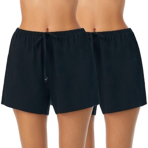 Nautica Womens Sleep Shorts – Mid-Thigh, Lightweight, Breathable Pajama Bottoms – Cotton Knit Jersey Sleepwear and Loungewear(2 Pack Black/Black)
