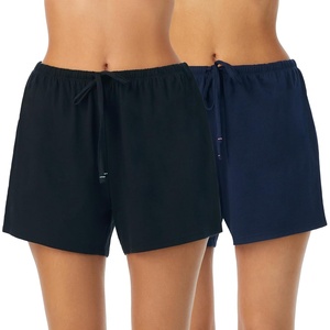 Nautica Womens Sleep Shorts – Mid-Thigh, Lightweight, Breathable Pajama Bottoms – Cotton Knit Jersey Sleepwear and Loungewear(2 Pack Navy/Black)