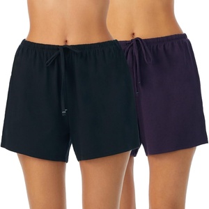 Nautica Womens Sleep Shorts – Mid-Thigh, Lightweight, Breathable Pajama Bottoms – Cotton Knit Jersey Sleepwear and Loungewear(2 Pack Purple/Black)