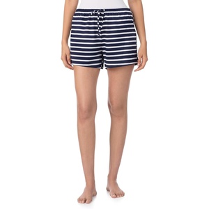 Nautica Womens Sleep Shorts – Mid-Thigh, Lightweight, Breathable Pajama Bottoms – Cotton Knit Jersey Sleepwear and Loungewear(Navy Stripe)