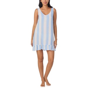 Nautica Womens Sleeveless Nightgown, Summer Lightweight Tank Sleep Dress with Ruffle Hem, Lounge and Sleepwear(Blue Stripe)