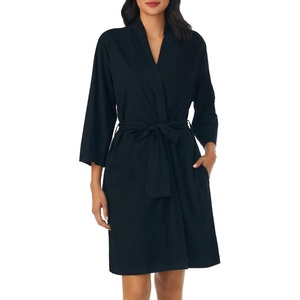 Nautica Womens Soft Robe – Above Knee 3/4 Length Sleeve Lightweight Robe – Cotton Knit Jersey Sleepwear and Loungewear(Black)
