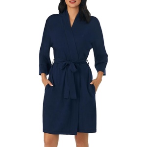 Nautica Womens Soft Robe – Above Knee 3/4 Length Sleeve Lightweight Robe – Cotton Knit Jersey Sleepwear and Loungewear(Navy)