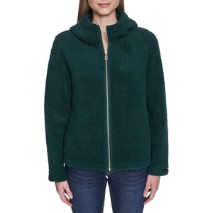 Nautica Women’s Solid Sherpa Zipup Hoodie Jacket(Forest)