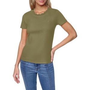 Nautica Women’s Solid Short Sleeve Crew Neckline T-Shirt(Burnt Olive)