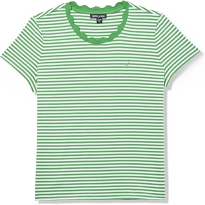 Nautica Women’s Solid Short Sleeve Crew Neckline T-Shirt(New Leaf/Bright White)