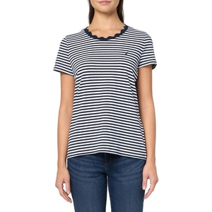 Nautica Women’s Solid Short Sleeve Crew Neckline T-Shirt(Sky Captain/Bright White)