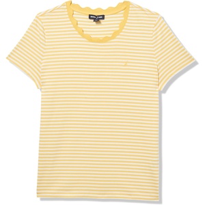 Nautica Women’s Solid Short Sleeve Crew Neckline T-Shirt(Snapdragon/Ivory)