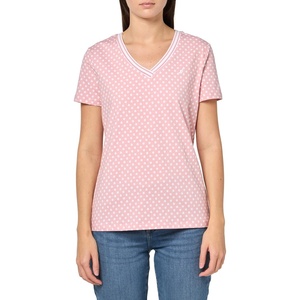 Nautica Women’s Solid V-Neck Short Sleeve T-Shirt(Bridal Rose/ Bright White)