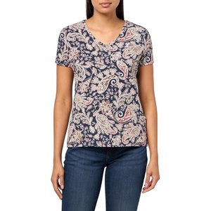 Nautica Women’s Solid V-Neck Short Sleeve T-Shirt(Night Sky Multi)