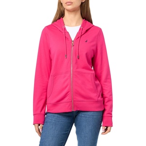 Nautica Women’s Solid Zipper Long Sleeve Hoodie Sweatshirt(Aster Pink)