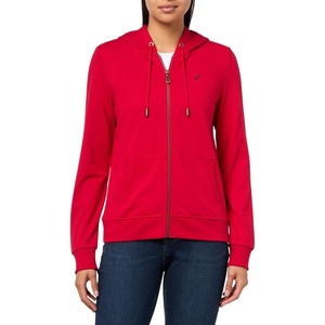 Nautica Women’s Solid Zipper Long Sleeve Hoodie Sweatshirt(Scarlet)