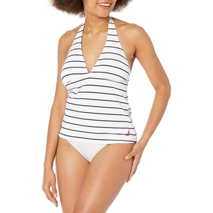 Nautica Women’s Tankini Swimsuit TOP– Quick-Dry, UPF+, Swim, Beach, Pool & Resort Wear(White-b)